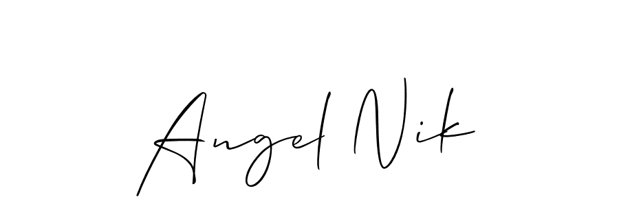 How to Draw Angel Nik signature style? Allison_Script is a latest design signature styles for name Angel Nik. Angel Nik signature style 2 images and pictures png