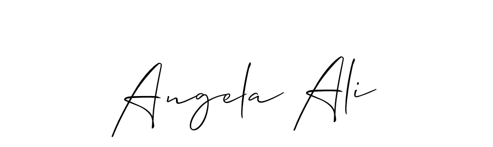 The best way (Allison_Script) to make a short signature is to pick only two or three words in your name. The name Angela Ali include a total of six letters. For converting this name. Angela Ali signature style 2 images and pictures png