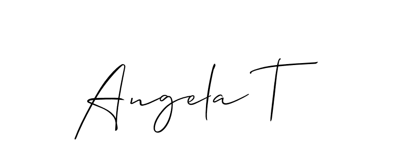 It looks lik you need a new signature style for name Angela T. Design unique handwritten (Allison_Script) signature with our free signature maker in just a few clicks. Angela T signature style 2 images and pictures png