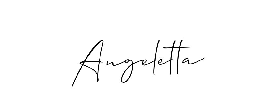 Allison_Script is a professional signature style that is perfect for those who want to add a touch of class to their signature. It is also a great choice for those who want to make their signature more unique. Get Angeletta name to fancy signature for free. Angeletta signature style 2 images and pictures png