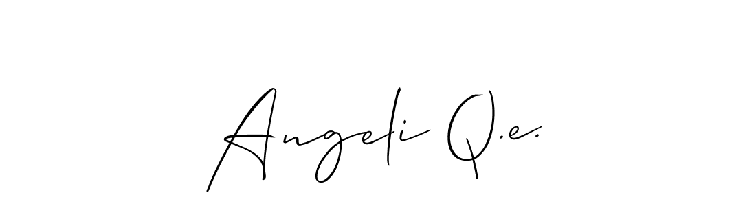 The best way (Allison_Script) to make a short signature is to pick only two or three words in your name. The name Angeli Q.e. include a total of six letters. For converting this name. Angeli Q.e. signature style 2 images and pictures png