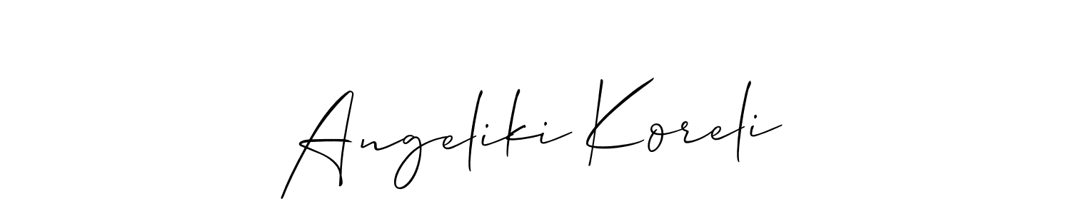 if you are searching for the best signature style for your name Angeliki Koreli. so please give up your signature search. here we have designed multiple signature styles  using Allison_Script. Angeliki Koreli signature style 2 images and pictures png