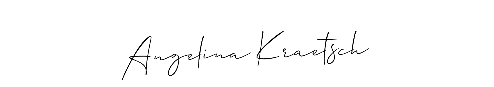 The best way (Allison_Script) to make a short signature is to pick only two or three words in your name. The name Angelina Kraetsch include a total of six letters. For converting this name. Angelina Kraetsch signature style 2 images and pictures png