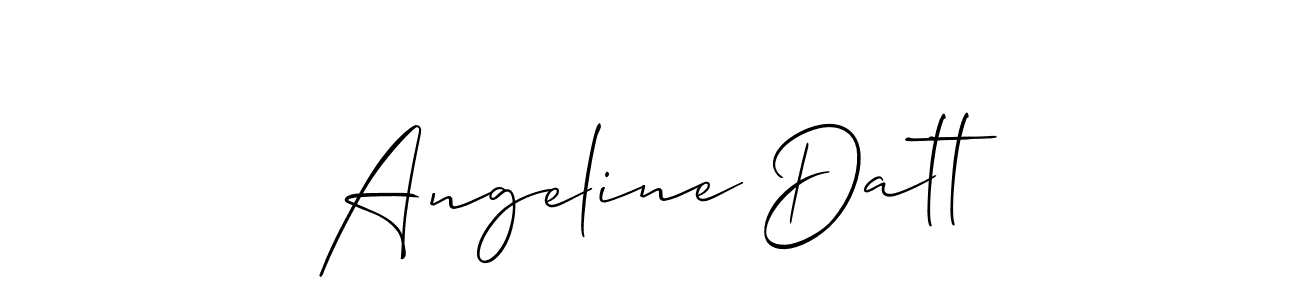 Allison_Script is a professional signature style that is perfect for those who want to add a touch of class to their signature. It is also a great choice for those who want to make their signature more unique. Get Angeline Datt name to fancy signature for free. Angeline Datt signature style 2 images and pictures png