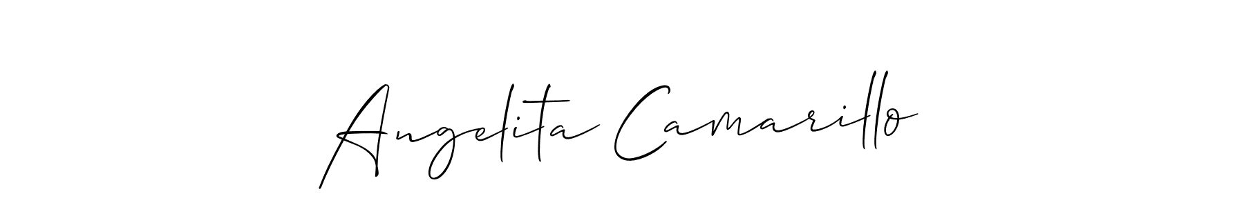 How to make Angelita Camarillo name signature. Use Allison_Script style for creating short signs online. This is the latest handwritten sign. Angelita Camarillo signature style 2 images and pictures png