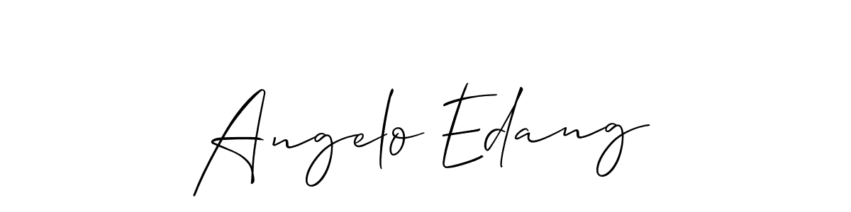 The best way (Allison_Script) to make a short signature is to pick only two or three words in your name. The name Angelo Edang include a total of six letters. For converting this name. Angelo Edang signature style 2 images and pictures png