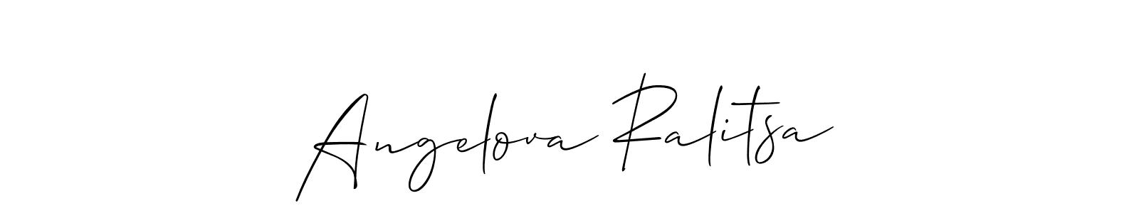 It looks lik you need a new signature style for name Angelova Ralitsa. Design unique handwritten (Allison_Script) signature with our free signature maker in just a few clicks. Angelova Ralitsa signature style 2 images and pictures png