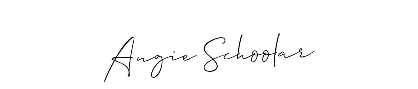 Similarly Allison_Script is the best handwritten signature design. Signature creator online .You can use it as an online autograph creator for name Angie Schoolar. Angie Schoolar signature style 2 images and pictures png