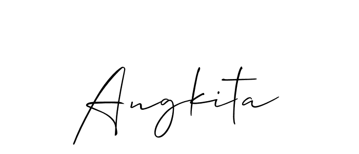 The best way (Allison_Script) to make a short signature is to pick only two or three words in your name. The name Angkita include a total of six letters. For converting this name. Angkita signature style 2 images and pictures png