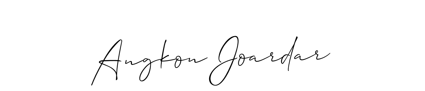 You should practise on your own different ways (Allison_Script) to write your name (Angkon Joardar) in signature. don't let someone else do it for you. Angkon Joardar signature style 2 images and pictures png