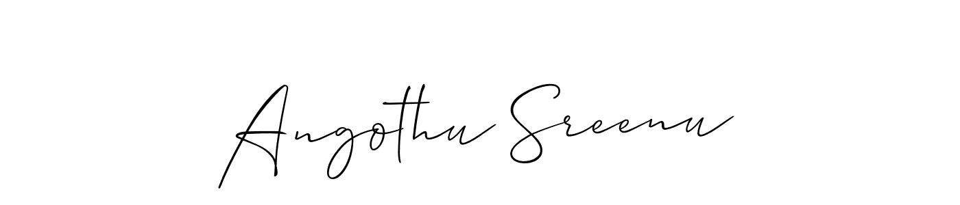 Create a beautiful signature design for name Angothu Sreenu. With this signature (Allison_Script) fonts, you can make a handwritten signature for free. Angothu Sreenu signature style 2 images and pictures png