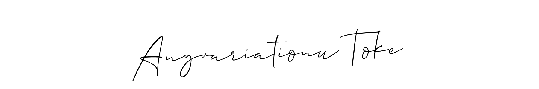 Also You can easily find your signature by using the search form. We will create Angvariationu Toke name handwritten signature images for you free of cost using Allison_Script sign style. Angvariationu Toke signature style 2 images and pictures png