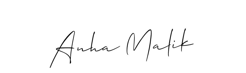 Create a beautiful signature design for name Anha Malik. With this signature (Allison_Script) fonts, you can make a handwritten signature for free. Anha Malik signature style 2 images and pictures png