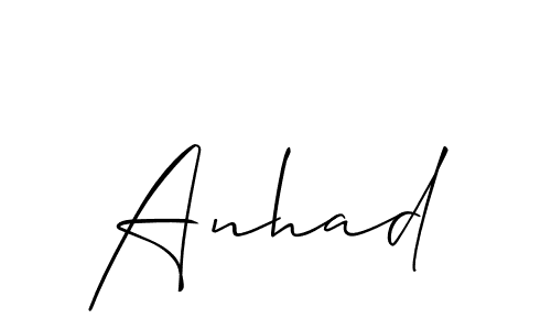 Create a beautiful signature design for name Anhad. With this signature (Allison_Script) fonts, you can make a handwritten signature for free. Anhad signature style 2 images and pictures png