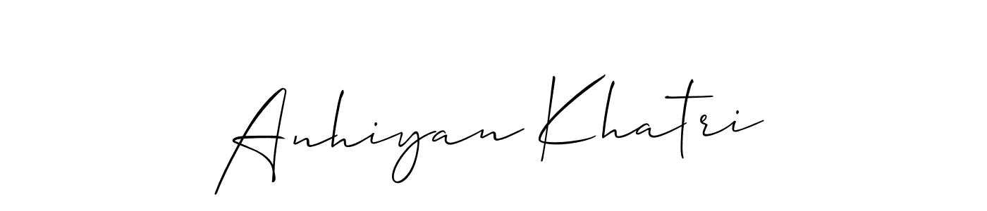 Make a beautiful signature design for name Anhiyan Khatri. With this signature (Allison_Script) style, you can create a handwritten signature for free. Anhiyan Khatri signature style 2 images and pictures png