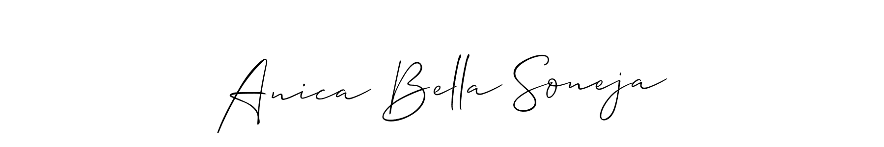 It looks lik you need a new signature style for name Anica Bella Soneja. Design unique handwritten (Allison_Script) signature with our free signature maker in just a few clicks. Anica Bella Soneja signature style 2 images and pictures png