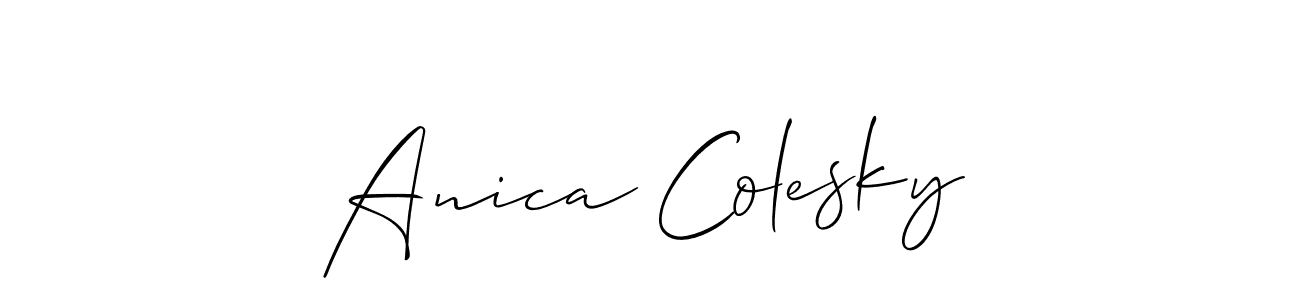Check out images of Autograph of Anica Colesky name. Actor Anica Colesky Signature Style. Allison_Script is a professional sign style online. Anica Colesky signature style 2 images and pictures png