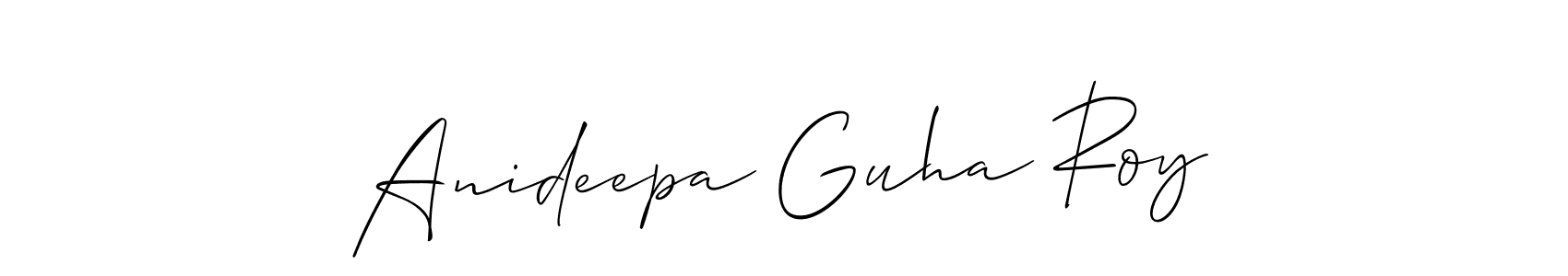 if you are searching for the best signature style for your name Anideepa Guha Roy. so please give up your signature search. here we have designed multiple signature styles  using Allison_Script. Anideepa Guha Roy signature style 2 images and pictures png