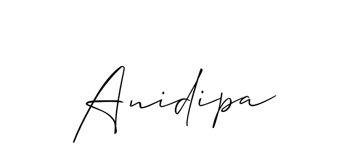 Create a beautiful signature design for name Anidipa. With this signature (Allison_Script) fonts, you can make a handwritten signature for free. Anidipa signature style 2 images and pictures png