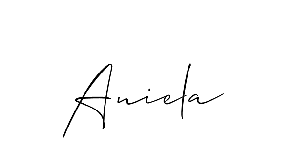 How to make Aniela name signature. Use Allison_Script style for creating short signs online. This is the latest handwritten sign. Aniela signature style 2 images and pictures png