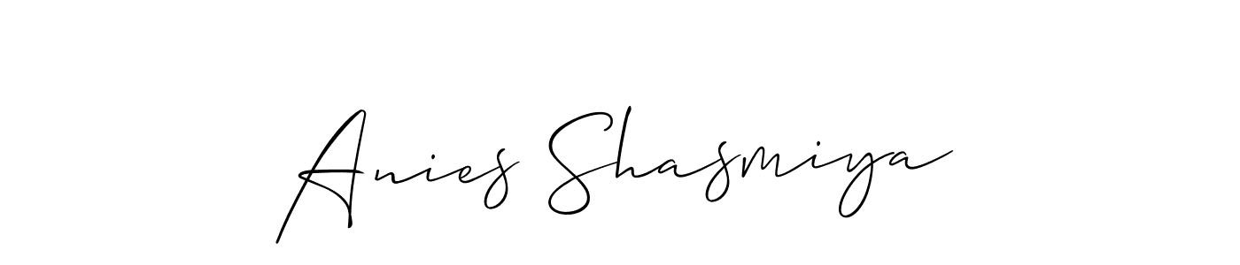 Create a beautiful signature design for name Anies Shasmiya. With this signature (Allison_Script) fonts, you can make a handwritten signature for free. Anies Shasmiya signature style 2 images and pictures png