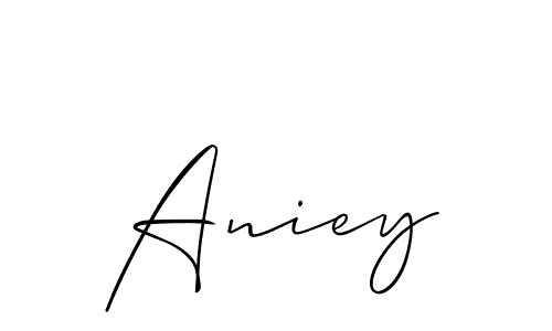 Use a signature maker to create a handwritten signature online. With this signature software, you can design (Allison_Script) your own signature for name Aniey. Aniey signature style 2 images and pictures png