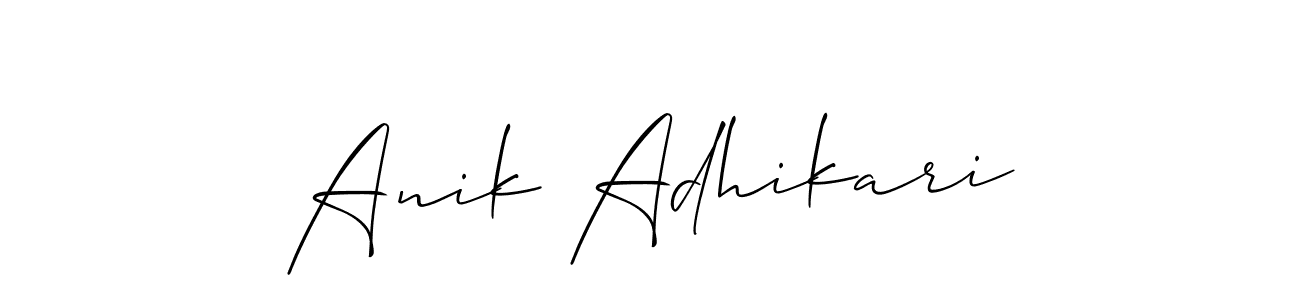 Design your own signature with our free online signature maker. With this signature software, you can create a handwritten (Allison_Script) signature for name Anik Adhikari. Anik Adhikari signature style 2 images and pictures png