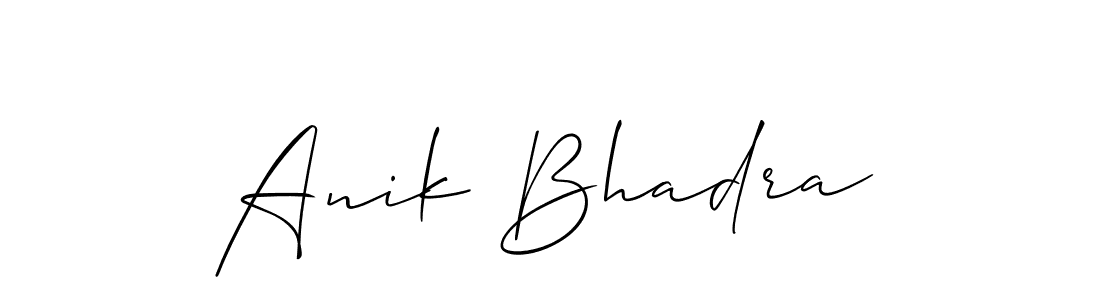 Allison_Script is a professional signature style that is perfect for those who want to add a touch of class to their signature. It is also a great choice for those who want to make their signature more unique. Get Anik Bhadra name to fancy signature for free. Anik Bhadra signature style 2 images and pictures png