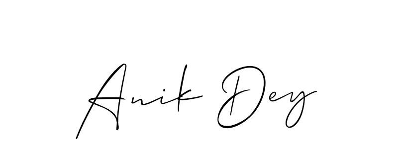 Similarly Allison_Script is the best handwritten signature design. Signature creator online .You can use it as an online autograph creator for name Anik Dey. Anik Dey signature style 2 images and pictures png