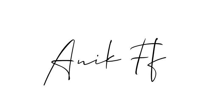 Create a beautiful signature design for name Anik Ff. With this signature (Allison_Script) fonts, you can make a handwritten signature for free. Anik Ff signature style 2 images and pictures png