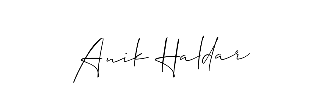 Create a beautiful signature design for name Anik Haldar. With this signature (Allison_Script) fonts, you can make a handwritten signature for free. Anik Haldar signature style 2 images and pictures png