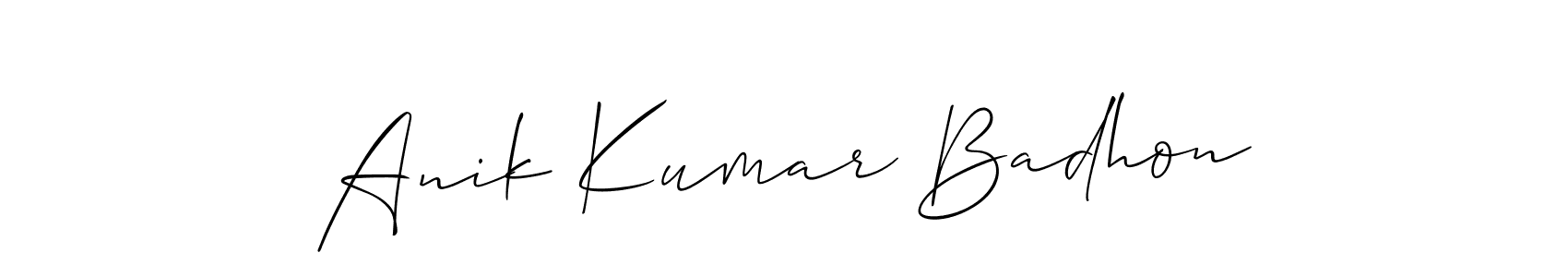 It looks lik you need a new signature style for name Anik Kumar Badhon. Design unique handwritten (Allison_Script) signature with our free signature maker in just a few clicks. Anik Kumar Badhon signature style 2 images and pictures png