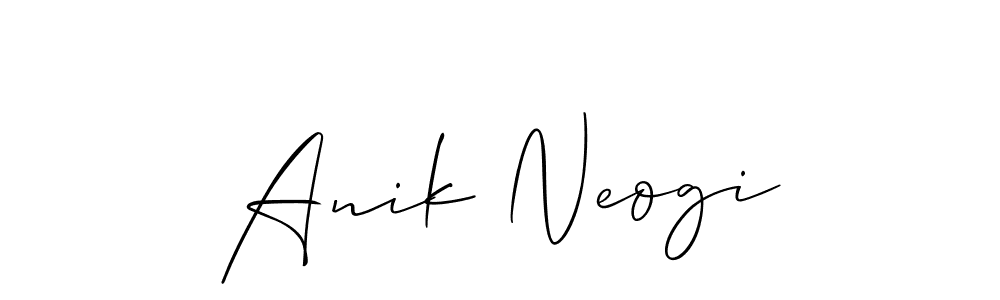 How to make Anik Neogi name signature. Use Allison_Script style for creating short signs online. This is the latest handwritten sign. Anik Neogi signature style 2 images and pictures png