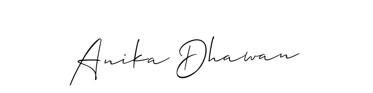 You should practise on your own different ways (Allison_Script) to write your name (Anika Dhawan) in signature. don't let someone else do it for you. Anika Dhawan signature style 2 images and pictures png