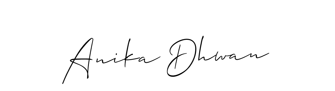 How to make Anika Dhwan name signature. Use Allison_Script style for creating short signs online. This is the latest handwritten sign. Anika Dhwan signature style 2 images and pictures png