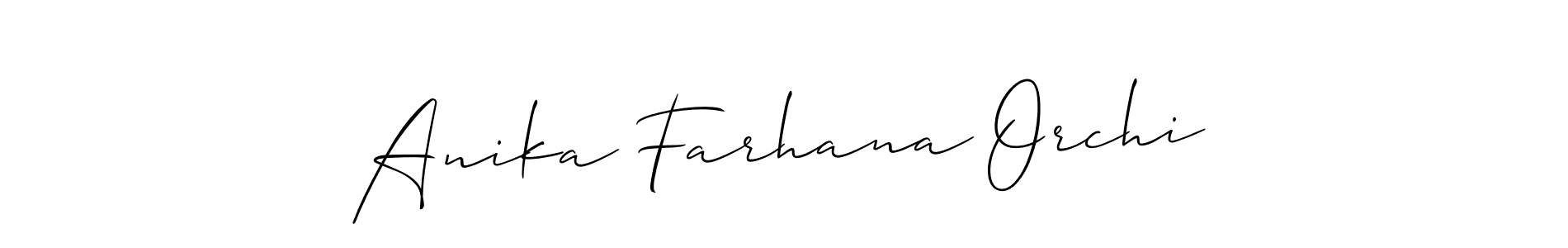 if you are searching for the best signature style for your name Anika Farhana Orchi. so please give up your signature search. here we have designed multiple signature styles  using Allison_Script. Anika Farhana Orchi signature style 2 images and pictures png