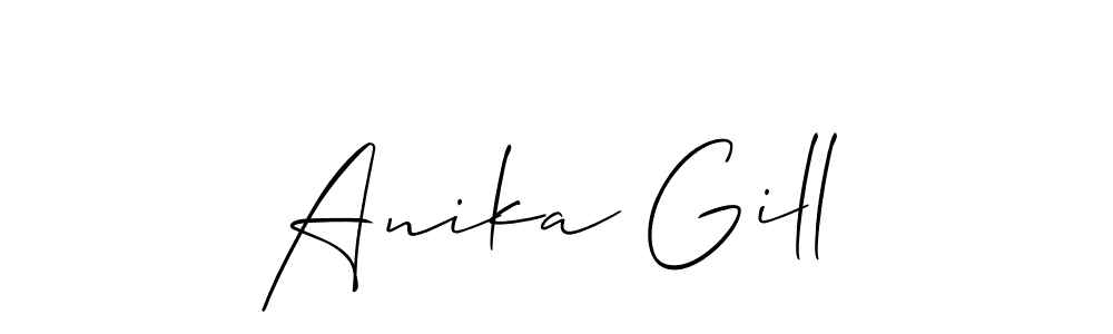 How to make Anika Gill signature? Allison_Script is a professional autograph style. Create handwritten signature for Anika Gill name. Anika Gill signature style 2 images and pictures png