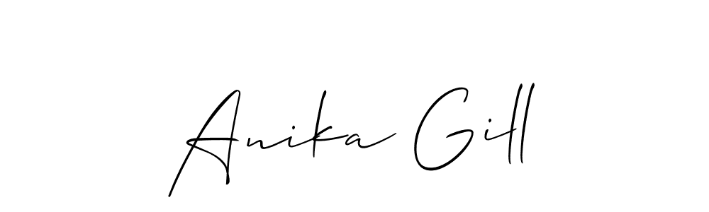 Similarly Allison_Script is the best handwritten signature design. Signature creator online .You can use it as an online autograph creator for name Anika Gill. Anika Gill signature style 2 images and pictures png