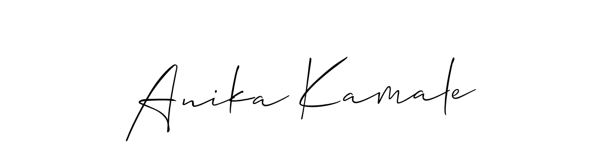 if you are searching for the best signature style for your name Anika Kamale. so please give up your signature search. here we have designed multiple signature styles  using Allison_Script. Anika Kamale signature style 2 images and pictures png