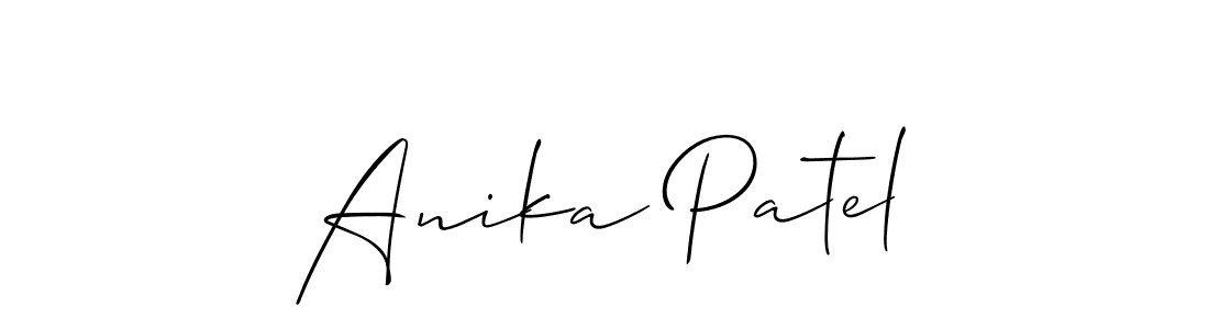 The best way (Allison_Script) to make a short signature is to pick only two or three words in your name. The name Anika Patel include a total of six letters. For converting this name. Anika Patel signature style 2 images and pictures png