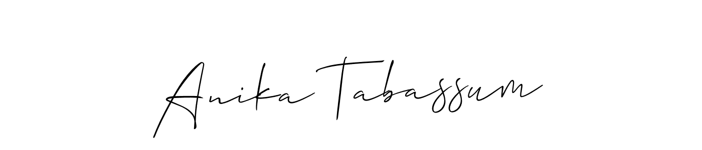 The best way (Allison_Script) to make a short signature is to pick only two or three words in your name. The name Anika Tabassum include a total of six letters. For converting this name. Anika Tabassum signature style 2 images and pictures png