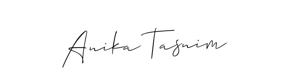 How to make Anika Tasnim name signature. Use Allison_Script style for creating short signs online. This is the latest handwritten sign. Anika Tasnim signature style 2 images and pictures png