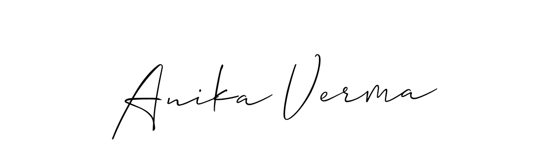 How to make Anika Verma name signature. Use Allison_Script style for creating short signs online. This is the latest handwritten sign. Anika Verma signature style 2 images and pictures png