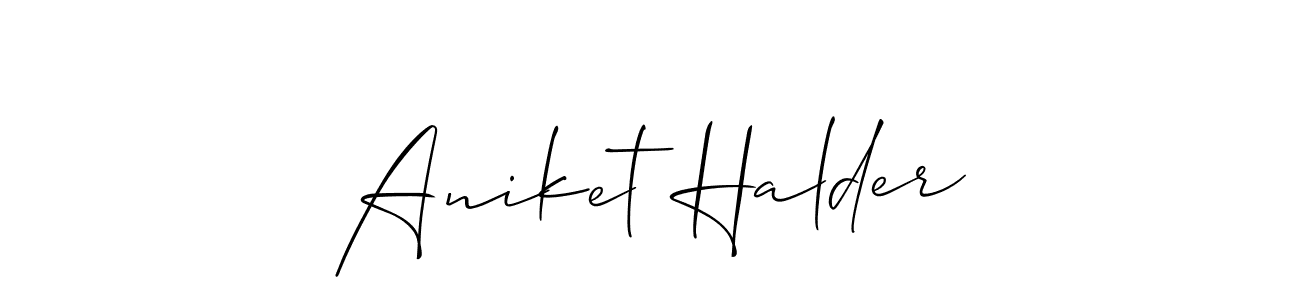 How to make Aniket Halder name signature. Use Allison_Script style for creating short signs online. This is the latest handwritten sign. Aniket Halder signature style 2 images and pictures png