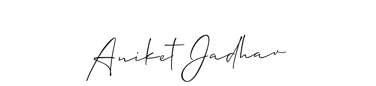 Allison_Script is a professional signature style that is perfect for those who want to add a touch of class to their signature. It is also a great choice for those who want to make their signature more unique. Get Aniket Jadhav name to fancy signature for free. Aniket Jadhav signature style 2 images and pictures png