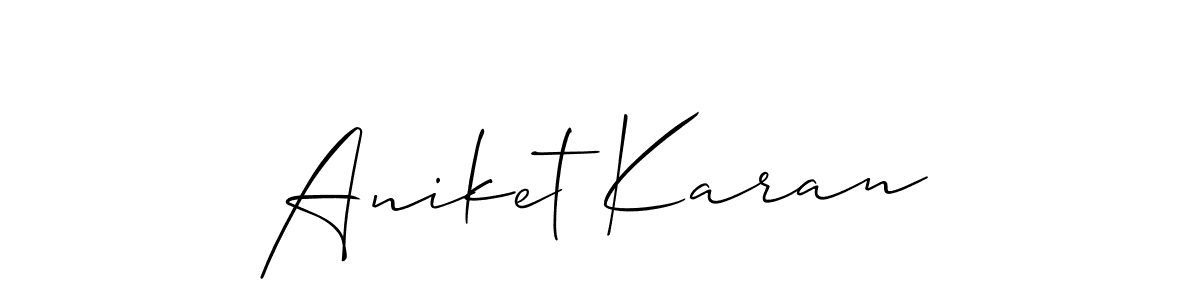 Make a short Aniket Karan signature style. Manage your documents anywhere anytime using Allison_Script. Create and add eSignatures, submit forms, share and send files easily. Aniket Karan signature style 2 images and pictures png