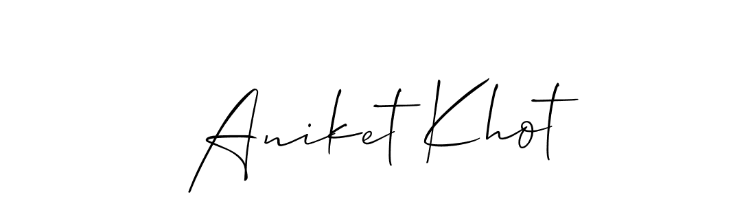 Allison_Script is a professional signature style that is perfect for those who want to add a touch of class to their signature. It is also a great choice for those who want to make their signature more unique. Get Aniket Khot name to fancy signature for free. Aniket Khot signature style 2 images and pictures png