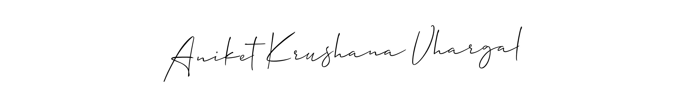 How to make Aniket Krushana Vhargal name signature. Use Allison_Script style for creating short signs online. This is the latest handwritten sign. Aniket Krushana Vhargal signature style 2 images and pictures png