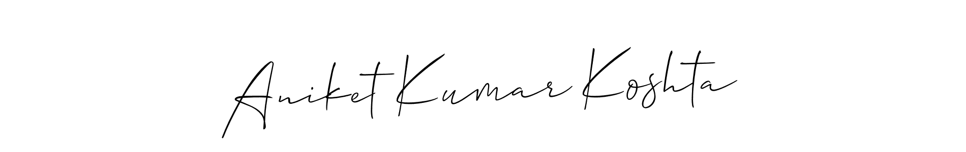 if you are searching for the best signature style for your name Aniket Kumar Koshta. so please give up your signature search. here we have designed multiple signature styles  using Allison_Script. Aniket Kumar Koshta signature style 2 images and pictures png