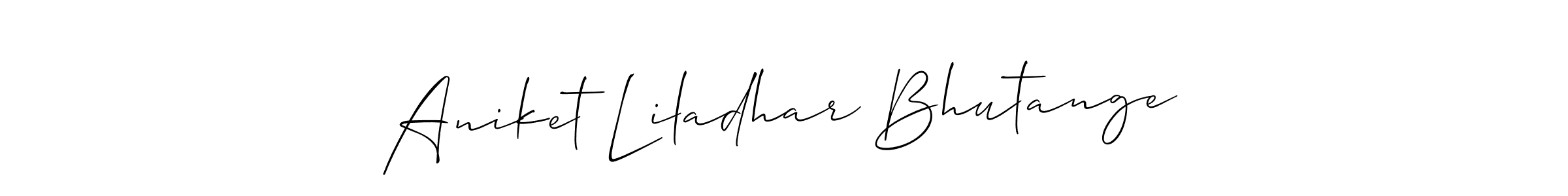 if you are searching for the best signature style for your name Aniket Liladhar Bhutange. so please give up your signature search. here we have designed multiple signature styles  using Allison_Script. Aniket Liladhar Bhutange signature style 2 images and pictures png